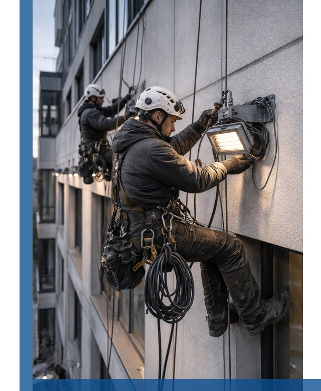 Монтаж фасадного освещения в Ленинске-Кузнецком установка и подключение