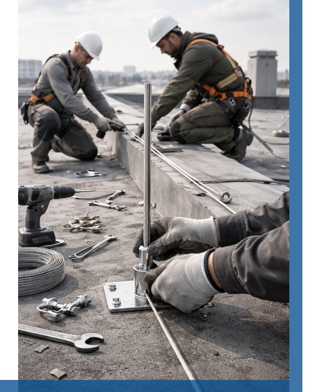 Монтаж молниезащиты на кровле в Ленинске-Кузнецком цена от 25553 р. | ВЫСОТНИК-Лнн