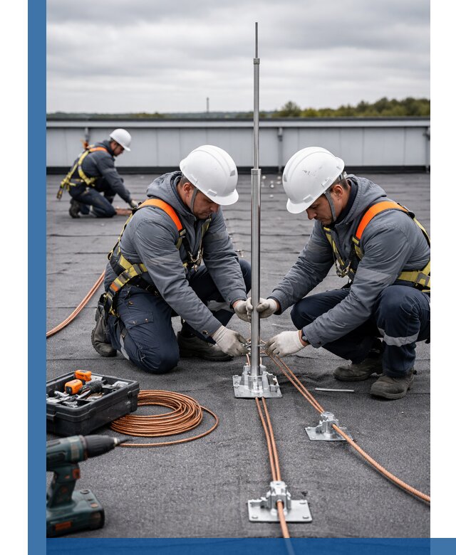 Монтаж молниезащиты на кровле в Ленинске-Кузнецком под ключ с гарантией