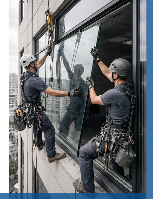 Замена стеклопакетов на высоте в Ленинске-Кузнецком от 5622 р. | ВЫСОТНИК-Лнн