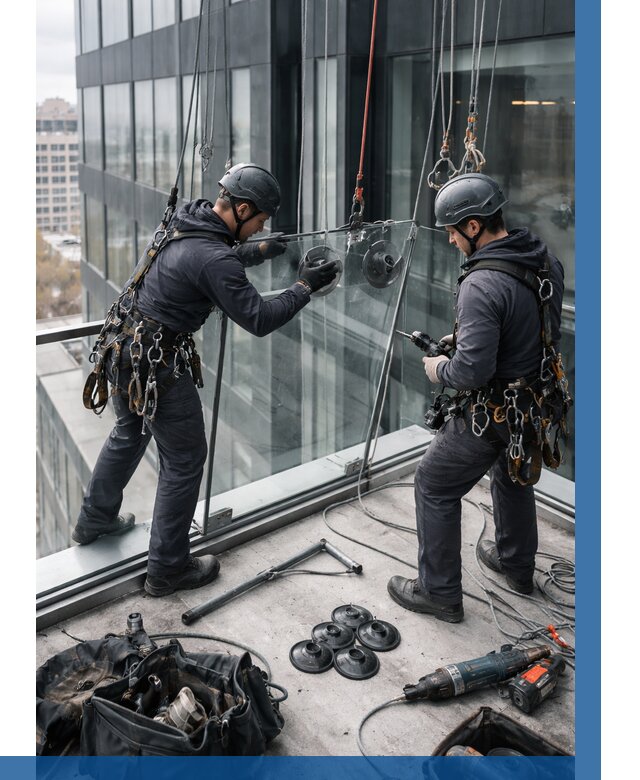 Монтаж стеклянных ограждений в Ленинске-Кузнецком от 2555 р. | ВЫСОТНИК-Лнн