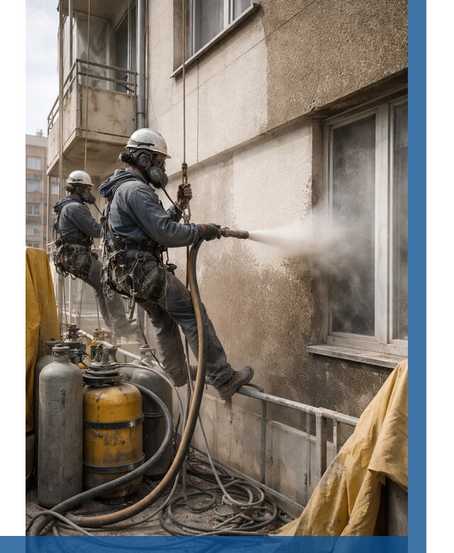 Пескоструйная очистка фасада в Ленинске-Кузнецком от 664 р. | ВЫСОТНИК-Лнн