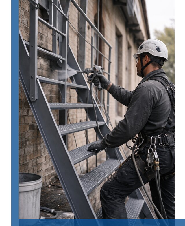 Покраска и антикоррозионная защита пожарных лестниц в Ленинске-Кузнецком