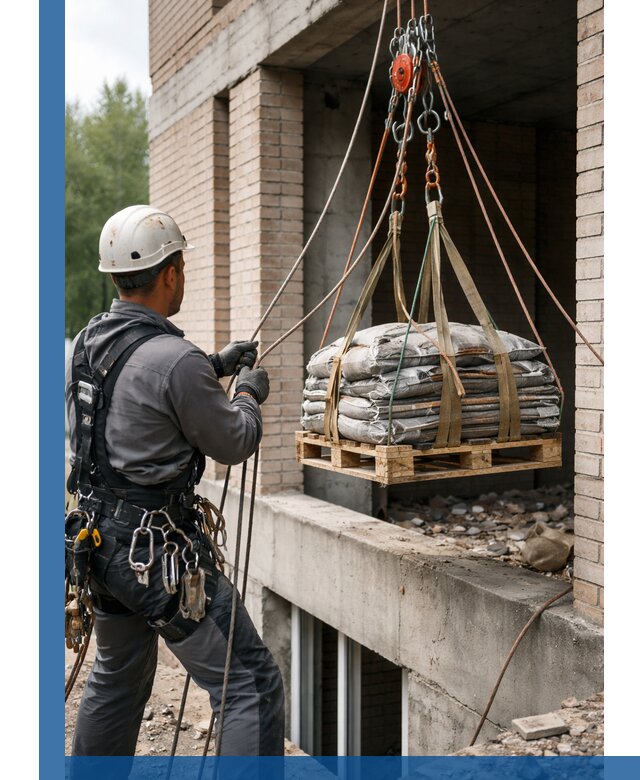 Подъем материалов на этаж веревками в Ленинске-Кузнецком оперативно