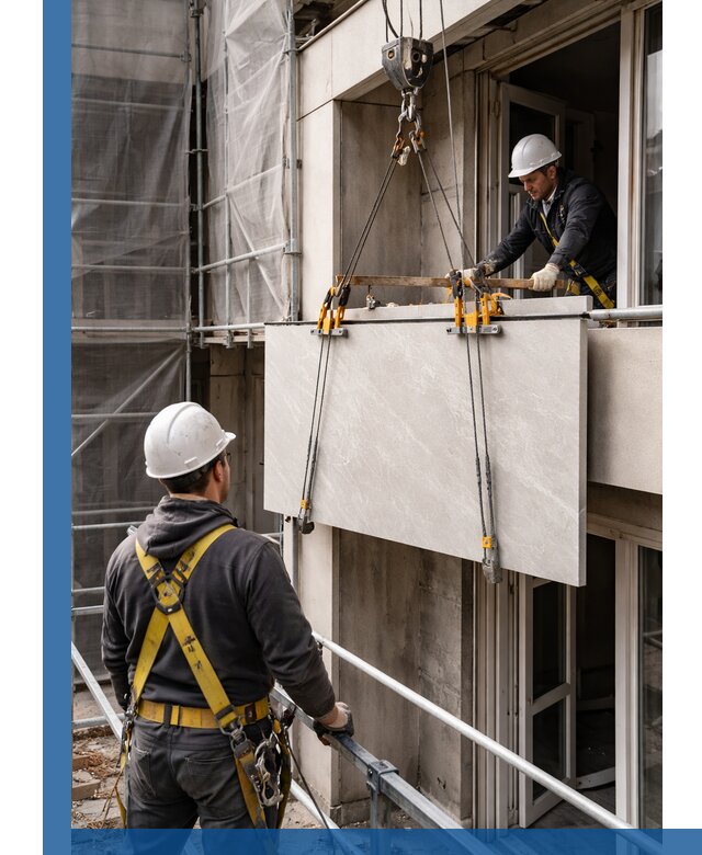 Подъем керамогранита на этаж в Ленинске-Кузнецком грузчиками и техникой