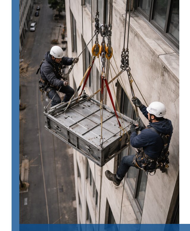 Спуск и подъем грузов по фасаду в Ленинске-Кузнецком для зданий