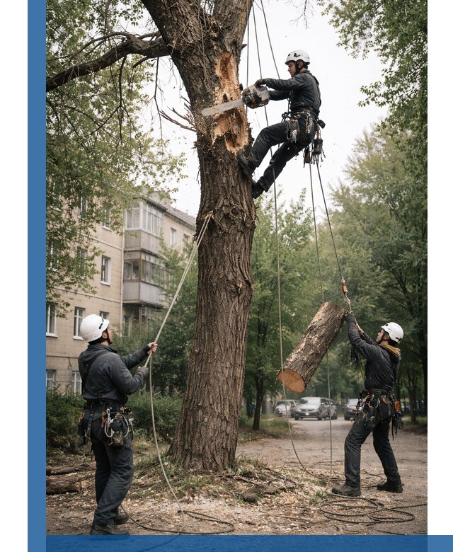 Срочное удаление аварийных деревьев в Ленинске-Кузнецком с гарантией безопасности