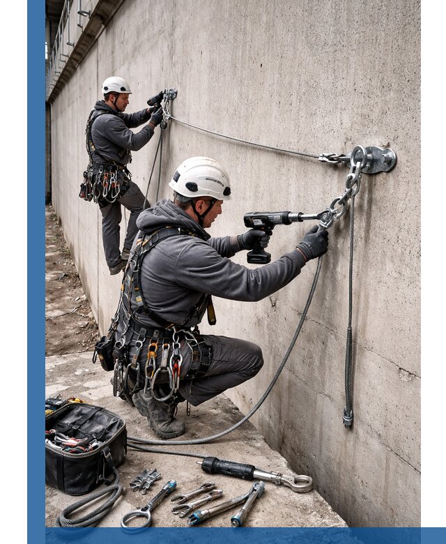 Монтаж анкерных линий высотной безопасности в Ленинске-Кузнецком